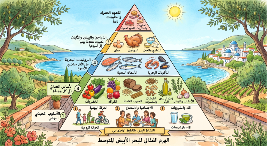 الهرم الغذائي لوصف النظام الغذائي المتوسطي